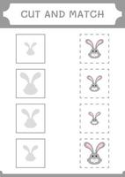 Cut and match parts of Rabbit, game for children. Vector illustration, printable worksheet