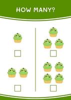 How many of Cupcake, game for children. Vector illustration, printable worksheet