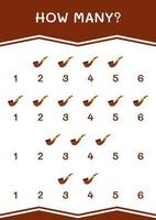 How many of Smoking pipe, game for children. Vector illustration, printable worksheet