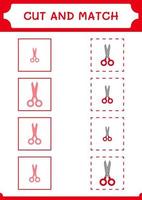 Cut and match parts of Scissor, game for children. Vector illustration, printable worksheet