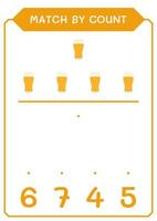 Match by count of Beer, game for children. Vector illustration, printable worksheet