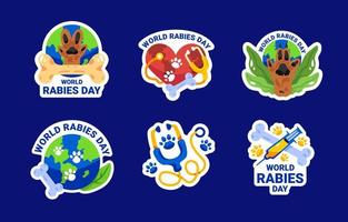 World Rabies Day Sticker Set vector