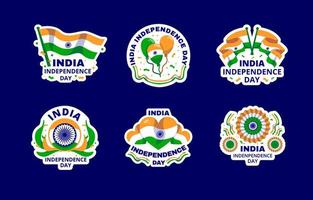 India Independence Day Sticker Set vector