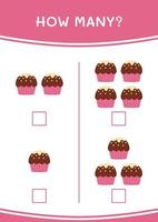 How many of Cupcake, game for children. Vector illustration, printable worksheet