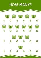 How many of Butterfly, game for children. Vector illustration, printable worksheet