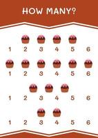 How many of Cupcake, game for children. Vector illustration, printable worksheet