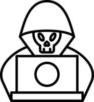 icono de esbozo de pirata informático vector