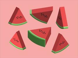 6 shapes of watermelon slices vector