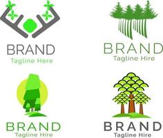 green tree themed logo vector