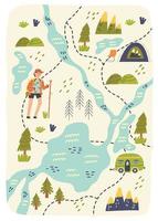 Map creator forest hiking camping vector