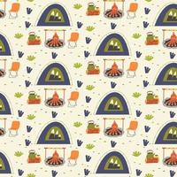 Pattern camping tent campfire vector