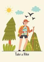 Scout print in nature among the mountains and trees vector