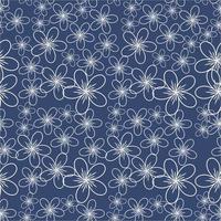 Seamless vector pattern with a simple outline of little flowers in blue colors. Print design for textile, fabric, wallpaper, wedding pattern, packaging, and wrapping paper.