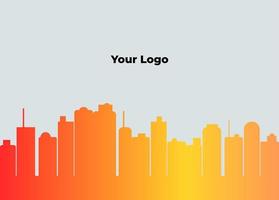 simple wallpaper suitable for presentations. silhouette wallpaper of buildings with dominant colors of orange and white. vector