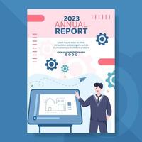 Architect or Engineer Annual Report Template Flat Cartoon Background Vector Illustration