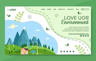 World Environment Day Social Media Landing Page Template Flat Cartoon Background Vector Illustration