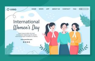 International Women Day Social Media Landing Page Template Cartoon Background Vector Illustration