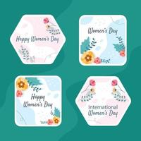 International Women Day Label Template Flat Cartoon Background Vector Illustration