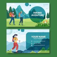 Hiking Mountain Card Horizontal Template Flat Cartoon Background Vector Illustration