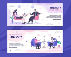 Psychology Horizontal Banner Template Flat Cartoon Background Vector Illustration