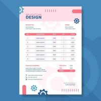 Architect or Engineer Invoice Template Flat Cartoon Background Vector Illustration