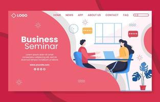 Business Seminar Banner Template Flat Cartoon Background Vector Illustration