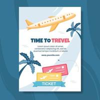 Travel Agency Poster Template Flat Cartoon Background Vector Illustration
