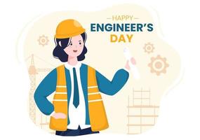 feliz día del ingeniero ilustración conmemorativa para ingeniero vector