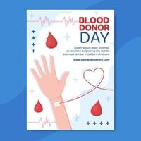 World Blood Donor Day Poster Template Flat Cartoon Background Vector Illustration