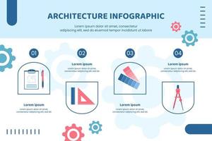 Architect or Engineer Infographic Template Flat Cartoon Background Vector Illustration