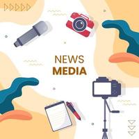 Journalism or Social Broadcasting Social Media Template Flat Cartoon Background Vector Illustration