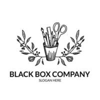 stationery container with botanical style and hand drawing vector