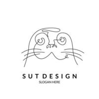 line art otter, seal, sea lion minimal and cute design vector