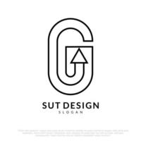 g and u logo with up arrow modern for business vector