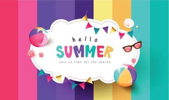 Abstract colorful Summer banner background with beach party decorate vector