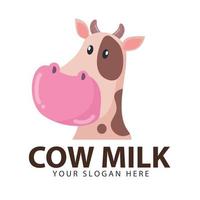 Vector cow's head logo on a white background. cow's milk logo design illustration