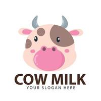 Beautifully colored cow head. Cow milk farm logo vector