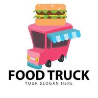 Modern Delicious Commercial Food Truck Vehicles - Hot dog shape food transport logo vector