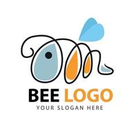 Bee logo from an inscription. Vector illustrations