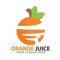 logo de jugo de naranja con concepto de cinta vector