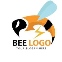 ilustración de diseño de logotipo de abeja de arte minimalista moderno vector