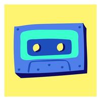 An audio cassette in neon tones in the style of the 90s. Flat vector illustration