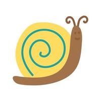A snail drawn in doodle style. Spring collection. Flat vector illustration