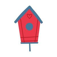 Birdhouse, painted in doodle style. Spring collection. Flat vector illustration