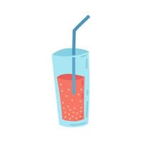 Cocktail with a straw, painted in doodle style. Summer collection. Flat vector illustration