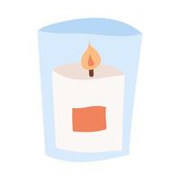 una vela en un candelabro de cristal, pintada al estilo garabato. acogedor otoño. ilustración vectorial plana vector
