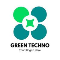 logotipo de flor verde digital. concepto de diseño de logotipo creativo vector