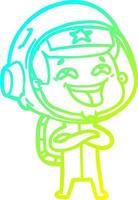 cold gradient line drawing cartoon laughing astronaut vector
