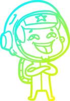 cold gradient line drawing cartoon laughing astronaut vector