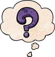 cartoon question mark and thought bubble in grunge texture pattern style vector